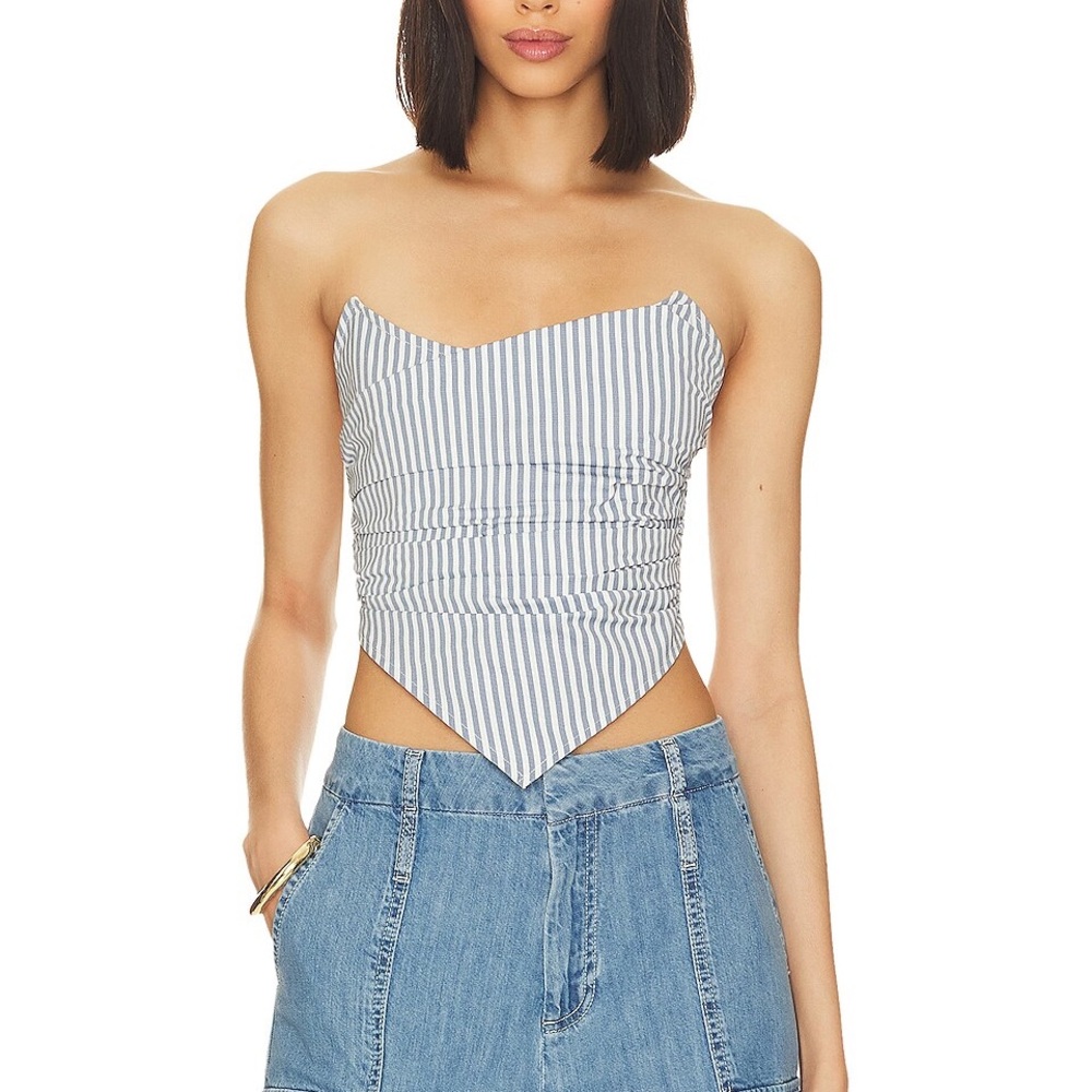 Miaou poppy corset in French girl stripe blue, size small
